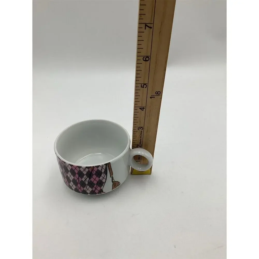 Queenwest Trading Co.‎ Pink Plaid Tea Cup & Saucer Set 2-Piece